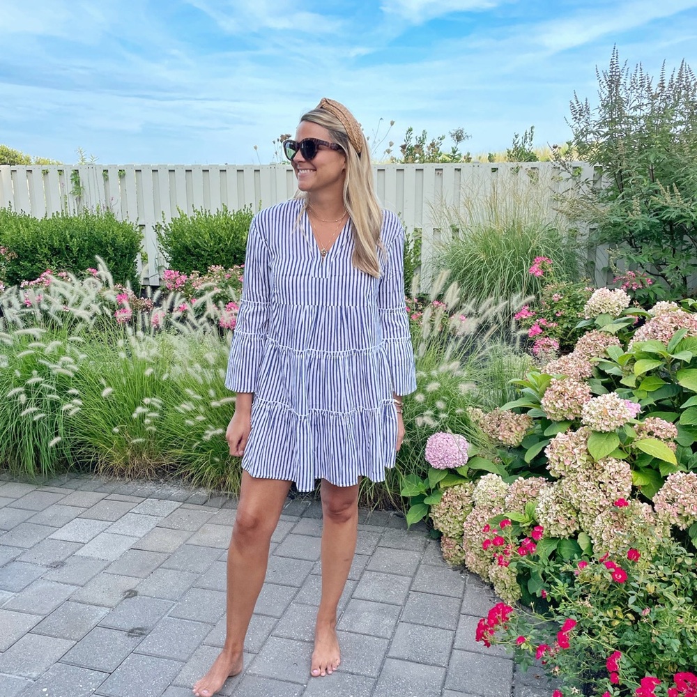Gingy’s pinstripe tiered a-line dress
